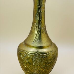 Vintage Brass Vase Handmade Embossed Relief Design Decorative Metalware, India